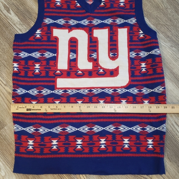 NFL Team Apparel NY Giants Mens M Sweater Vest Knit Blue Red White Football - Picture 4 of 7